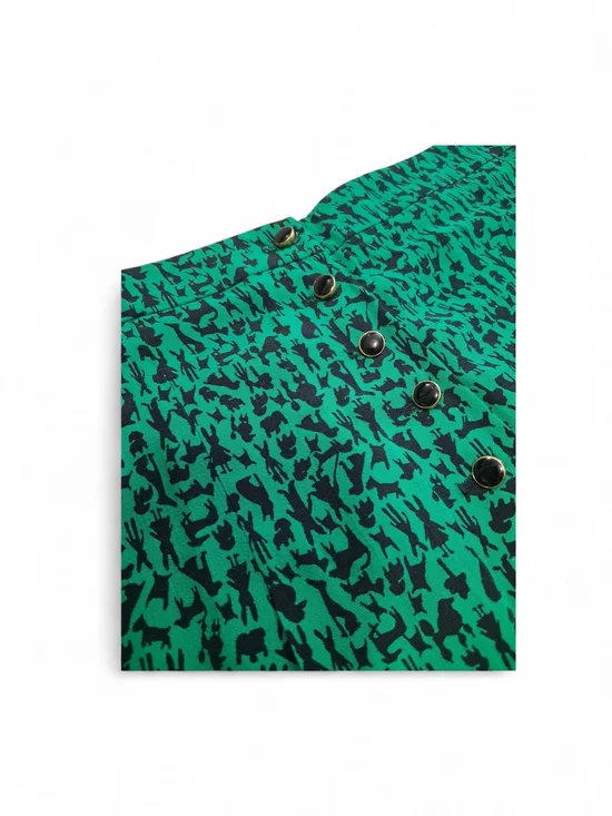 TopShop High Waisted Shorts Green Black Whimsy Animal Print Womens Size 4 - Picture 3 of 7